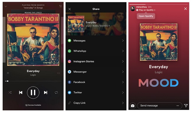 Comment partager/ajouter des chansons Spotify aux Stories Instagram